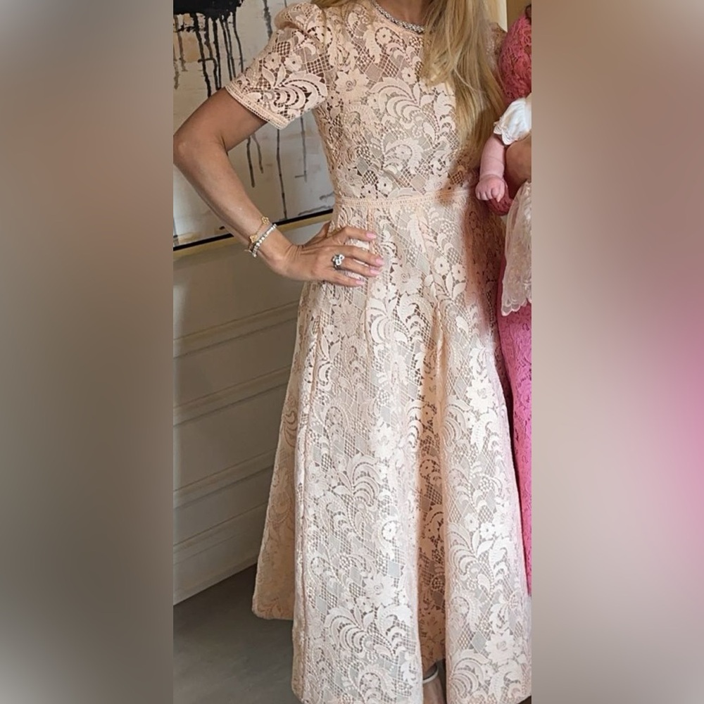 Monique Lhullier Lace Fit + Flare Midi Dress - Picture 6 of 7